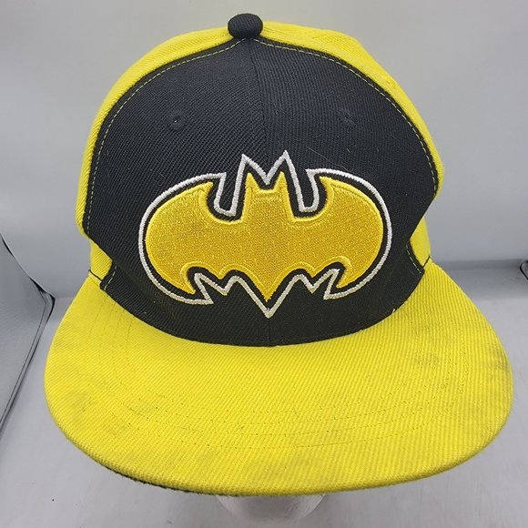 Batman Six Flags DC Comics Snapback Hat Cap Adult Yellow Black Adjustable - Picture 1 of 9